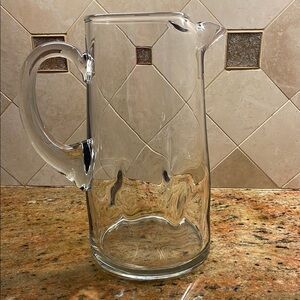 Elegant Clear Glass Pitcher 10” tall